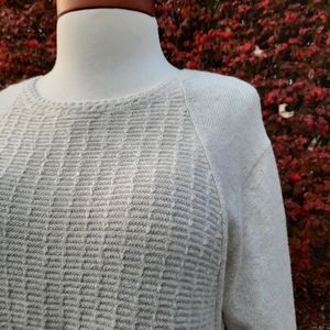 J. Jill Raglan Long Sleeve Waffle Contrast Super Soft Sweater Longline Tan Med